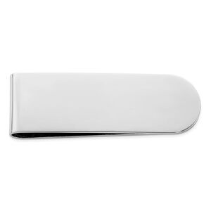 Rhodium Plated Sterling Silver Round Edge Fold Over Money Clip